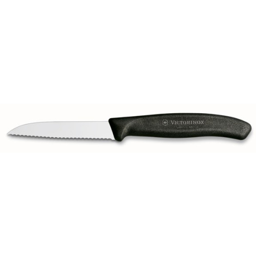 Victorinox Nůž na zeleninu Swiss Classic 8 cm, vlnkové ostří, černý (6.7433)