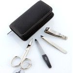 Alpen Manikúrní sada NICKEL, kožená na zip, černá, 4dílná (6820_Black)