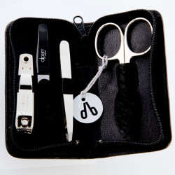 Alpen Manikúrní sada NICKEL, kožená na zip, černá, 4dílná (6820_Black)