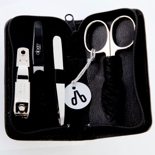 Alpen Manikúrní sada NICKEL, kožená na zip, černá, 4dílná (6820_Black)