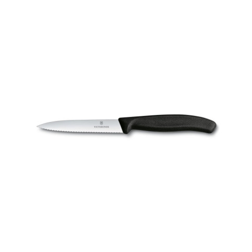 Victorinox Nůž na zeleninu 10 cm, vlnkové ostří, černý (6.7733)