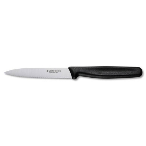 Victorinox Nůž na zeleninu 10 cm, černý, vlnkové ostří (5.0733)