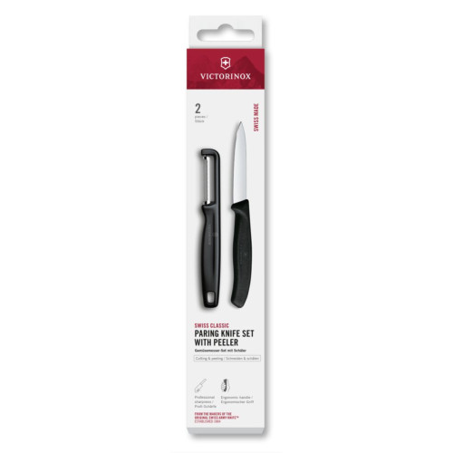 Victorinox Sada nůž na zeleninu a škrabka Swiss Classic, černá (6.7113.21)
