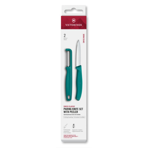 Victorinox Sada nůž na zeleninu a škrabka Swiss Classic, zelená (6.7114.21C1)