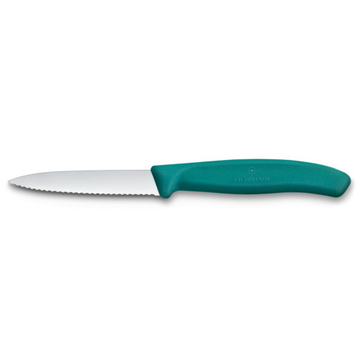 Victorinox Nůž na zeleninu Swiss Classic 8 cm, vlnkové ostří, zelený (6.7634.C1)