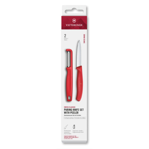 Victorinox Sada nůž na zeleninu a škrabka Swiss Classic,červená (6.7111.21C1)